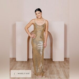 Revelry Women's Skye Gold Sequin Dress Size 12 Tall